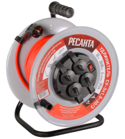 Удлинитель силовой на металлической катушке Ресанта СУ-3х1,5-30/3 (с выкл., 4 розетки, IP44)