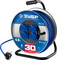 Силовой удлинитель на стальной катушке Зубр ПВС 325 55102-30 (ПВС 3х2.5 30м 4000Вт IP44)