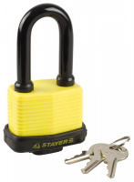 Замок Stayer "Master" 37141-50 навесной, всепогодный, пластиковая защита корпуса, с удлин. закален. дужкой,на карточке, 60мм