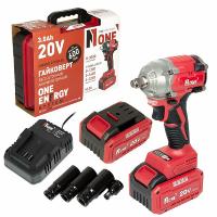 Гайковерт ударный аккумуляторный Number one CIW40/3.0-PRO-BL (20В,Li-ion,2х3Ач,600Hм,1/2" б/щ) 2,8кг кейс