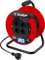 Удлинитель на катушке Зубр ПВС-207 ПВС 2х0.75 20м 2200Вт, (55083-20)