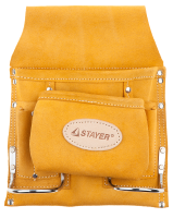 Сумка поясная для инструментов Stayer Professional 38515 (кожаная, 8 карманов, 2 скобы)