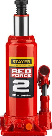 Домкрат гидравлический бутылочный Stayer "Red Force" 43160-2-K в кейсе