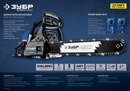 Пила цепная бензиновая Зубр Профессионал ПБЦ-370 35П