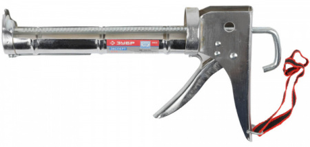 Пистолет для герметика Зубр "Профессионал" 06625, полукорпусной, хромированный, зубчатый шток, 310мл