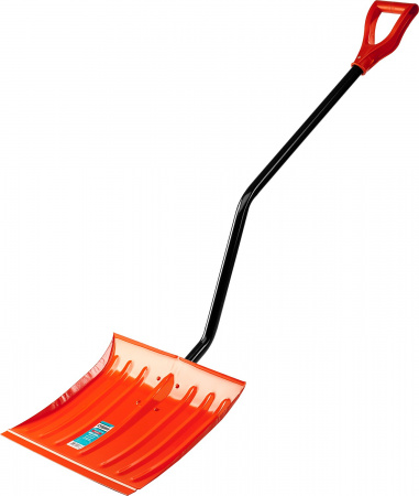 Лопата снеговая стальная с металлическим черенком и V-образной ручкой, 465мм, оранжевая, Сибин 421849