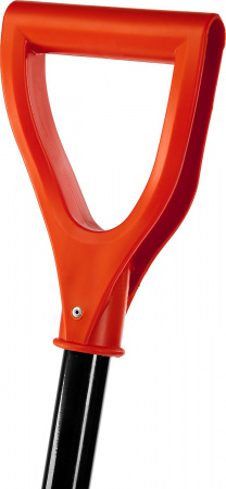 Лопата снеговая стальная с металлическим черенком и V-образной ручкой, 465мм, оранжевая, Сибин 421849