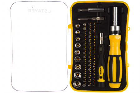 Набор Stayer 25310-H65 "MASTER": Отвертка реверсивная с насадками 65 предметов