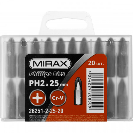 Биты Mirax PH№2, 25 мм, 20 шт, 26251-2-25-20