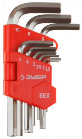 Набор Зубр Ключи "МАСТЕР",HEX 1,5-10 мм,9 пред,27460-1