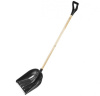 Лопата снеговая пластиковая с алюминиевой планкой, с деревянным черенком и V-ручкой, 460мм, черная, Сибин 421843