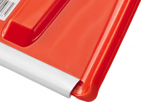 421845 Лопата снеговая пластиковая с алюминиевой планкой, с алюминиевым черенком и V-ручкой, 410мм, оранжевая, Сибин 421845