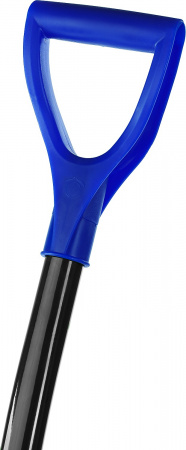 Лопата снеговая пластиковая с алюминиевой планкой, с алюминиевым черенком и V-ручкой, 500мм, синяя, Сибин 421847