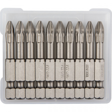 Биты Kraftool "ЕХPERT", E 1/4", PZ2, 50 мм, 10 шт, 26123-2-50-10