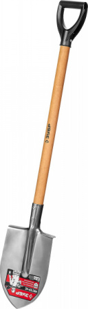 Лопата Зубр 39447 "Мастер-НС" штыковая из нержавеющей стали, деревянный черенок, с рукояткой