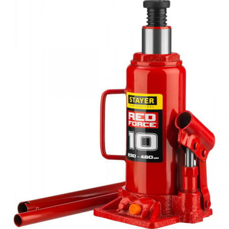 Домкрат гидравлический бутылочный Stayer "RED FORCE", 10 т, 230-460 мм, 43160-10_z01