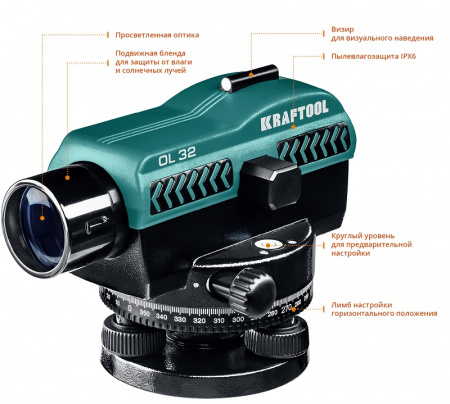 Оптический нивелир Kraftool OL-32, 34520