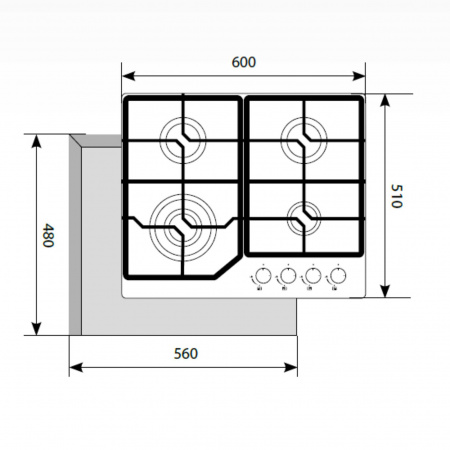 Газовая варочная панель Lex GVG 640-1 BL