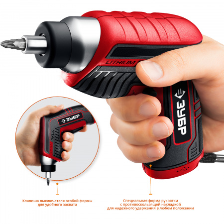 Отвертка аккумуляторная Зубр Vix ЗО-Е-3.6 Ли