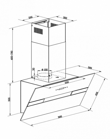 Вытяжка Maunfeld Mersey 90 черный\вставка сатин