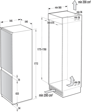 Холодильник встраиваемый Gorenje NRKI 418 2A1