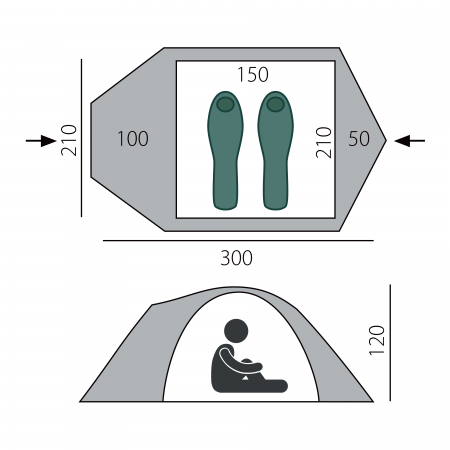 Палатка туристическая BTrace Challenge 2 двухместная, 4-19006