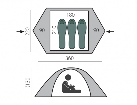 Палатка BTrace Cloud 3 (220*360*130) Зеленый 4-19273