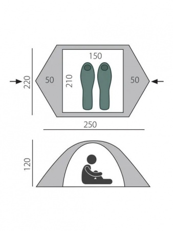 Палатка BTrace Travel 2 (220*250*120) Зеленый 4-19279