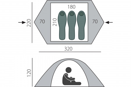 Палатка BTrace Travel 3 (220*320*120) Зеленый 4-19280