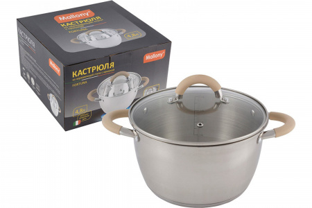 Кастрюля Fortuna, объем 4,5 л, из нерж стали с крышкой