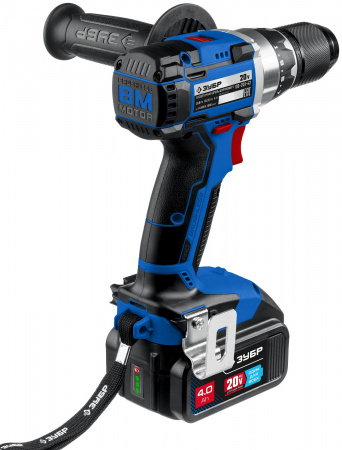 Дрель-шуруповерт Зубр 20В бесщеточная 2 АКБ (4Ач), в кейсе, Профессионал. DB-201-42