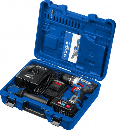 Дрель-шуруповерт Зубр 20В бесщеточная 2 АКБ (4Ач), в кейсе, Профессионал. DB-201-42