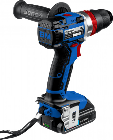 Дрель-шуруповерт Зубр 20В бесщеточная ударная, 2 АКБ (2Ач), в кейсе, Профессионал. DBS-201-22