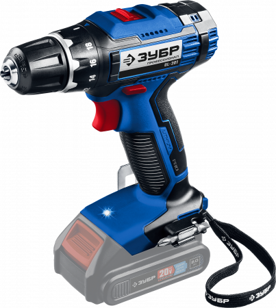 Дрель-шуруповерт Зубр 20В, без АКБ, в коробке, Профессионал. DL-201