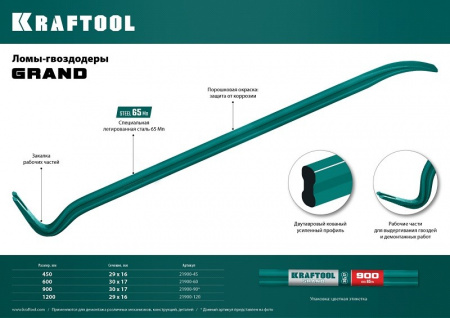 Лом-гвоздодер Kraftool 21900-90 900 мм, кованый двутавровый