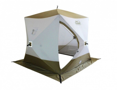 Палатка зимняя куб Следопыт Premium 3-х местная 1800х1800 мм 3 слоя, белый-олива
