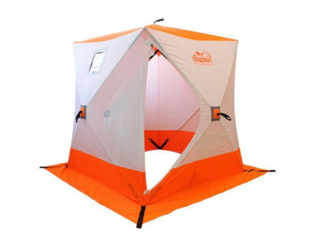 Палатка зимняя куб Следопыт 1,5*1,5*1,7м, Oxford 240D PU 2000, 2-местн, бел/оранжевый