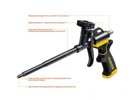Профессиональный пистолет для монтажной пены, с полным тефлоновым покрытием Stayer BLACK PRO 06862_z02
