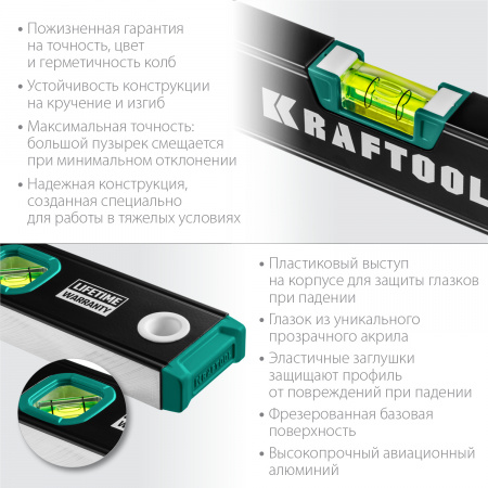 Уровень с зеркальным глазком Kraftool 34781-80 800 мм