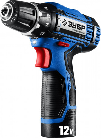 Дрель-шуруповерт Зубр  DL-121-22F, 2 АКБ (2 Ач) + LED фонарь, в кейсе, серия ПРОФЕССИОНАЛ