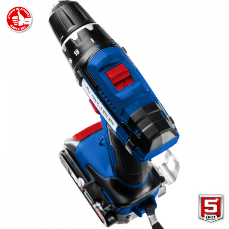 Дрель-шуруповерт Зубр DL-201-22, 2 АКБ (2 Ач), в кейсе, серия ПРОФЕССИОНАЛ