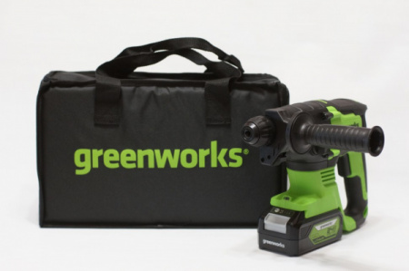 Перфоратор аккумуляторный бесщеточный Greenworks GD24SDS2K4, с АКБ 4 Ач и ЗУ в сумке
