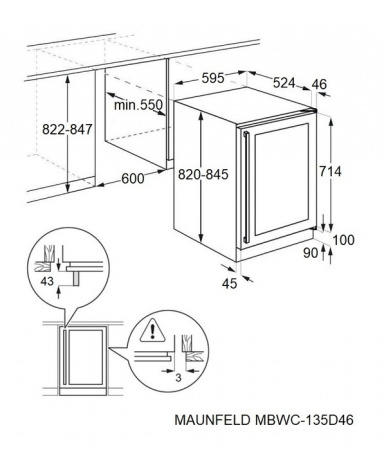 Винный шкаф встраиваемый Maunfeld MBWC-135D46