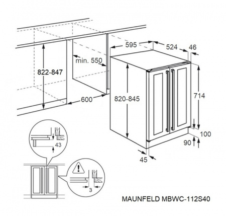 Винный шкаф встраиваемый Maunfeld MBWC-112S40