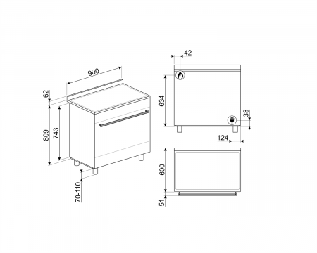 Плита газоэлектрическая Smeg C9GMX2