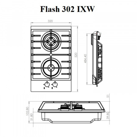 Варочная панель газовая Konigin Flash 302 IXW
