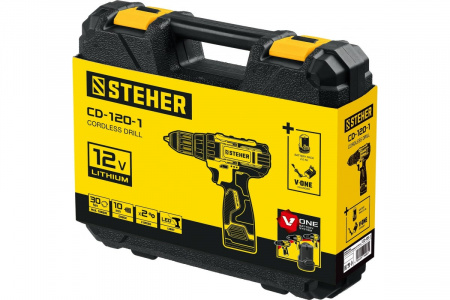 Дрель-шуруповерт Steher CDB-120-2 (12 В, 40 Нм, 2 АКБ (2 Ач), кейс)