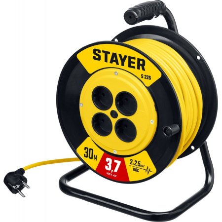 Силовой удлинитель на катушке Stayer 55070-30 S-225 (ПВС 2х2.5 30м 3750Вт)