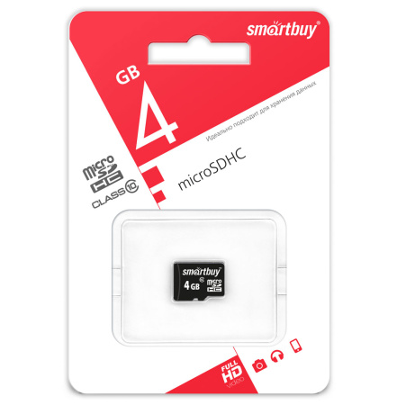 Карта памяти Smartbuy micro SDHC 4GB class 10 (без адаптеров)