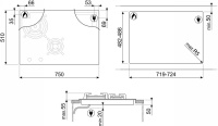 Варочная поверхность комбинированная Smeg PM6743R